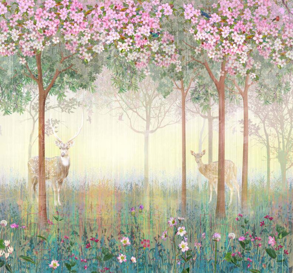 Изображение товара Фотообои листовые ФабрикаФресок Олени в лесу Афреска / 403280 (300x280)