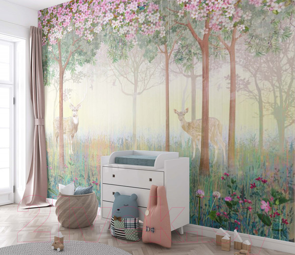 Изображение товара Фотообои листовые ФабрикаФресок Олени в лесу Афреска / 403280 (300x280)