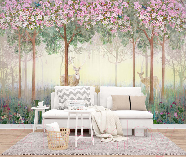 Изображение товара Фотообои листовые ФабрикаФресок Олени в лесу Афреска / 404280 (400x280)