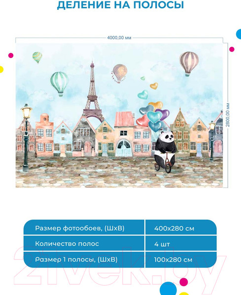 Изображение товара Фотообои листовые ФабрикаФресок Детская Панда / 414280 (400x280)