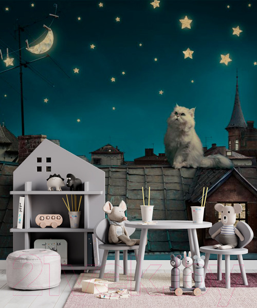 Изображение товара Фотообои листовые ФабрикаФресок Кот на крыше / 472270 (200x270)