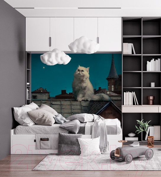 Изображение товара Фотообои листовые ФабрикаФресок Кот на крыше / 472270 (200x270)