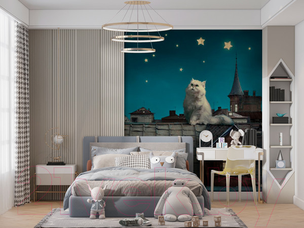 Изображение товара Фотообои листовые ФабрикаФресок Кот на крыше / 472270 (200x270)