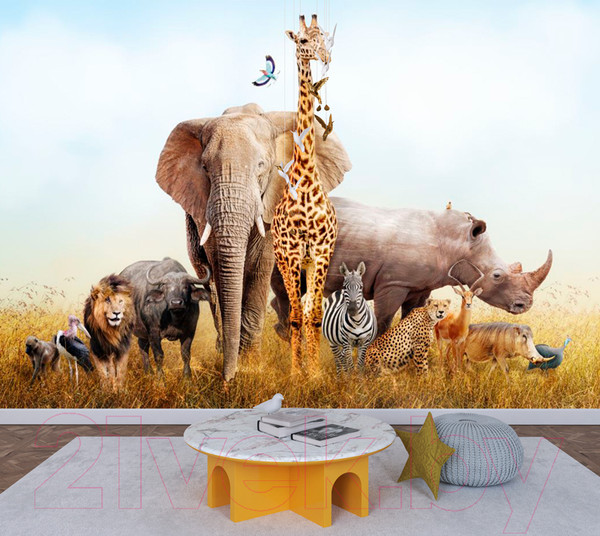 Изображение товара Фотообои листовые ФабрикаФресок Африканские звери / 485270 (500x270)