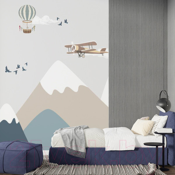 Изображение товара Фотообои листовые ФабрикаФресок Детские Горы и самолеты / 502270 (200x270)