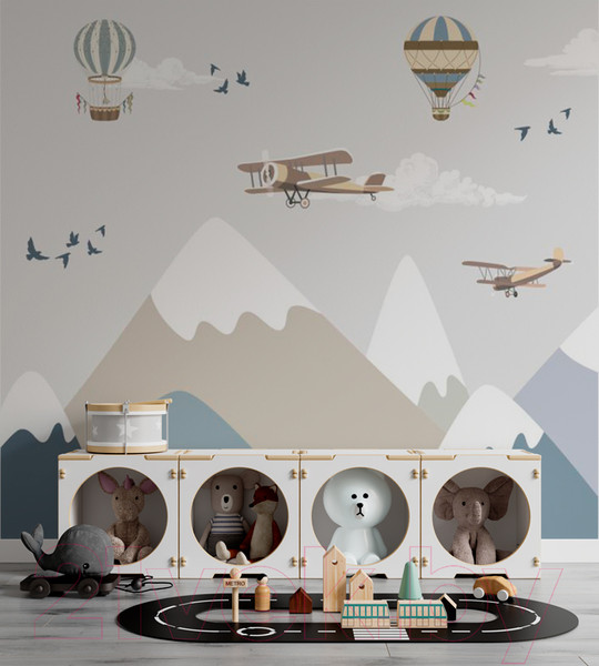 Изображение товара Фотообои листовые ФабрикаФресок Детские Горы и самолеты / 503270 (300x270)