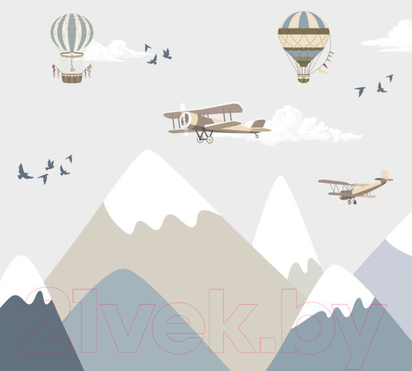 Изображение товара Фотообои листовые ФабрикаФресок Детские Горы и самолеты / 503270 (300x270)