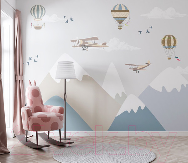 Изображение товара Фотообои листовые ФабрикаФресок Детские Горы и самолеты / 504270 (400x270)