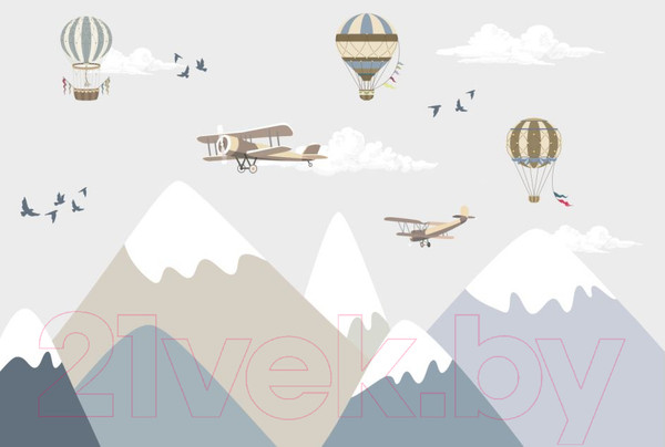 Изображение товара Фотообои листовые ФабрикаФресок Детские Горы и самолеты / 504270 (400x270)
