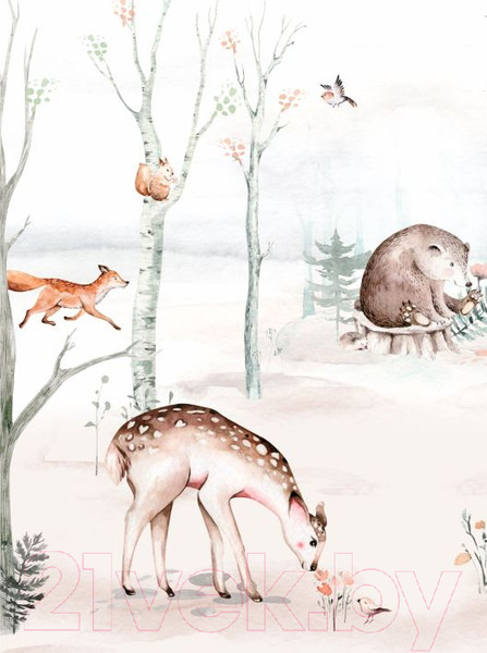 Изображение товара Фотообои листовые ФабрикаФресок Звери на поляне / 512270 (200x270)