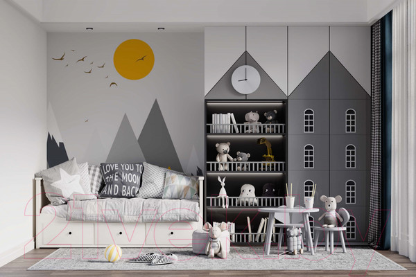 Изображение товара Фотообои листовые ФабрикаФресок Детские Горы с солнцем / 442270 (200x270)