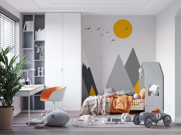 Изображение товара Фотообои листовые ФабрикаФресок Детские Горы с солнцем / 442270 (200x270)