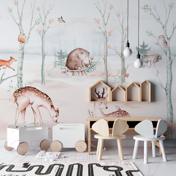 Изображение товара Фотообои листовые ФабрикаФресок Звери на поляне / 514270 (400x270)