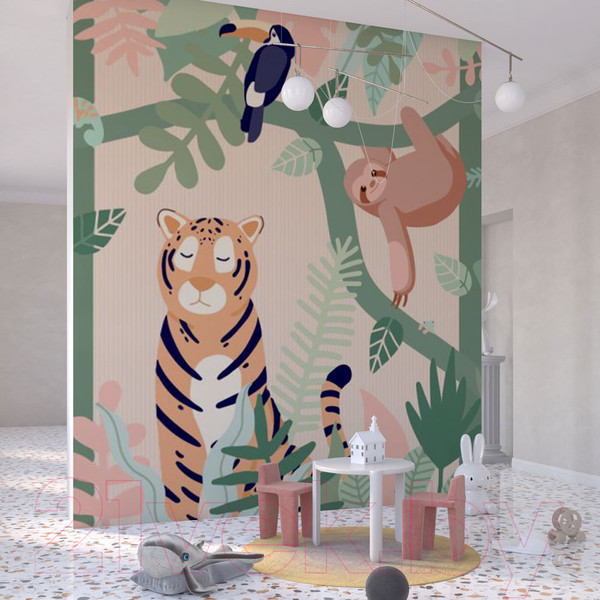 Изображение товара Фотообои листовые ФабрикаФресок Детские Мультяшные джунгли / 522270 (200x270)