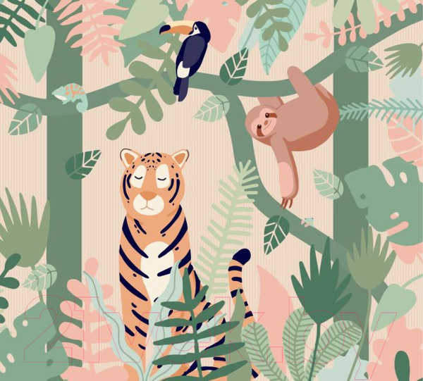 Изображение товара Фотообои листовые ФабрикаФресок Детские Мультяшные джунгли / 523270 (300x270)