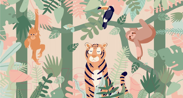 Изображение товара Фотообои листовые ФабрикаФресок Детские Мультяшные джунгли / 525270 (500x270)