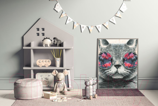 Изображение товара Фотообои листовые ФабрикаФресок Кот в очках / 541100 (110x110)