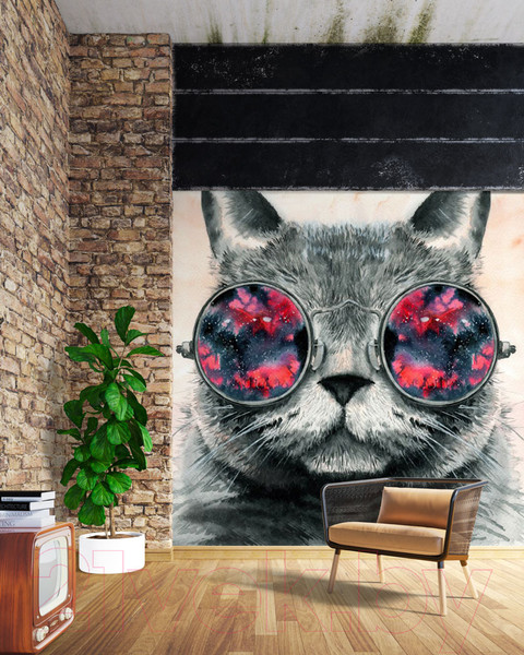 Изображение товара Фотообои листовые ФабрикаФресок Кот в очках / 543270 (300x270)