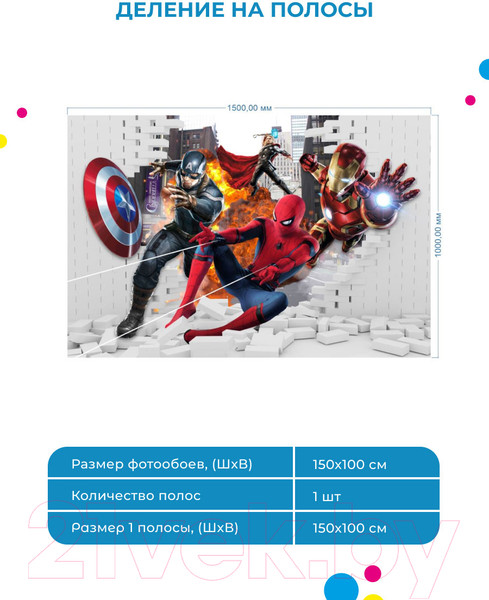 Изображение товара Фотообои листовые ФабрикаФресок Мстители из стены / 551510 (150x100)