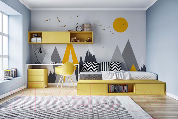 Изображение товара Фотообои листовые ФабрикаФресок Детские Горы с солнцем / 444270 (400x270)