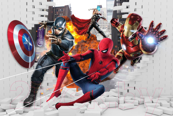 Изображение товара Фотообои листовые ФабрикаФресок Мстители из стены / 554270 (400x270)