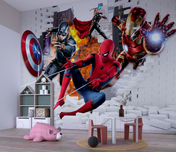 Изображение товара Фотообои листовые ФабрикаФресок Мстители из стены / 554270 (400x270)