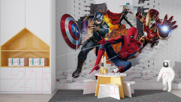 Изображение товара Фотообои листовые ФабрикаФресок Мстители из стены / 554270 (400x270)