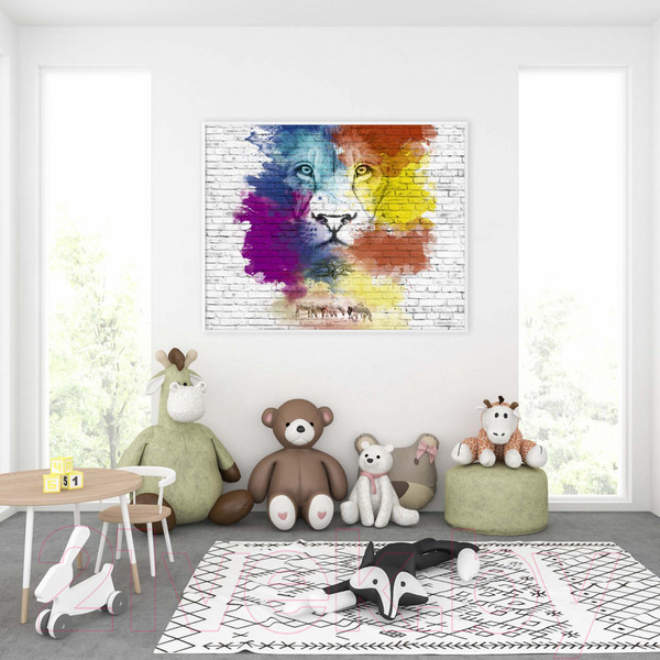 Изображение товара Фотообои листовые ФабрикаФресок Лев и граффити / 571301 (130x100)