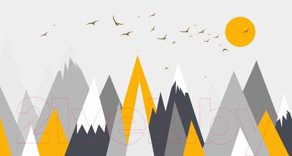 Изображение товара Фотообои листовые ФабрикаФресок Детские Горы с солнцем / 445270 (500x270)