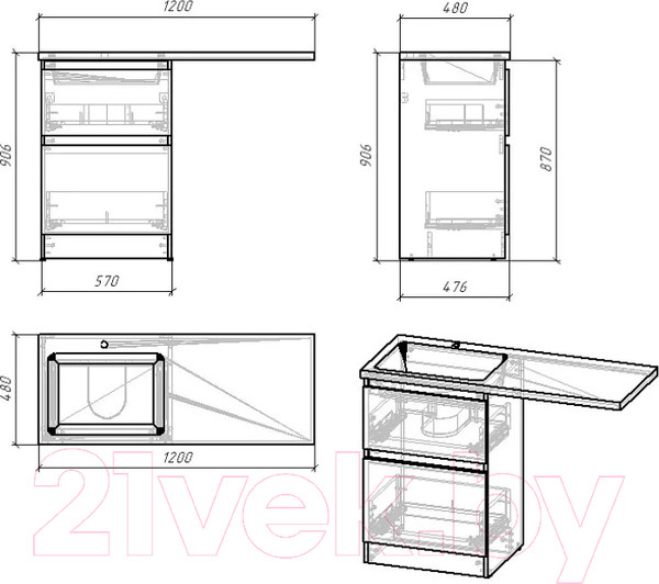 Изображение товара Тумба под умывальник Grossman Марсал 60 / 121203