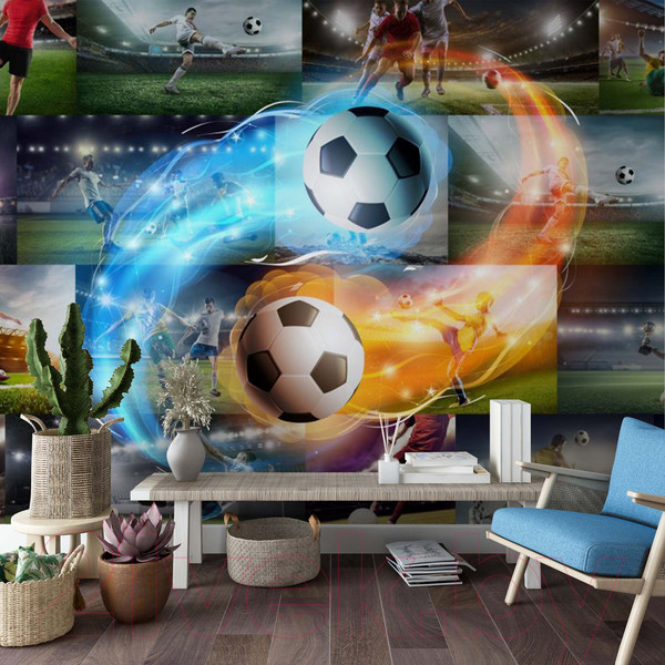 Изображение товара Фотообои листовые ФабрикаФресок Футбол Футбольный коллаж / 593270 (300x270)
