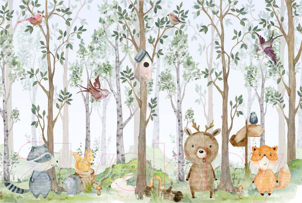 Изображение товара Фотообои листовые ФабрикаФресок Звери в лесу / 604270 (400x270)