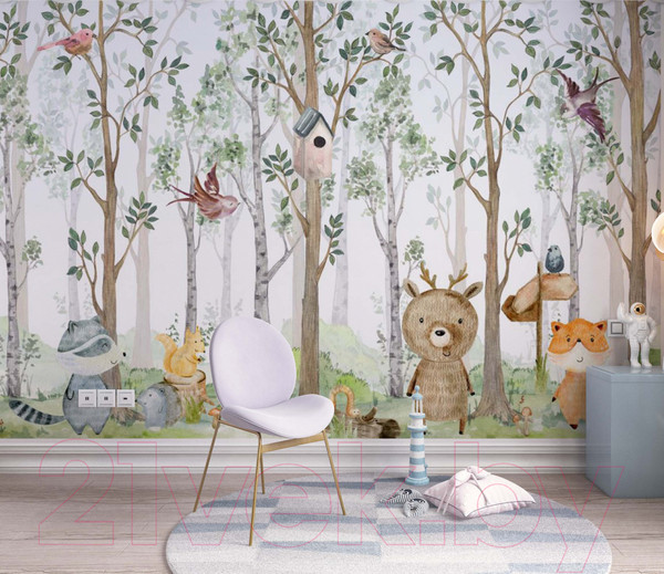 Изображение товара Фотообои листовые ФабрикаФресок Звери в лесу / 604270 (400x270)