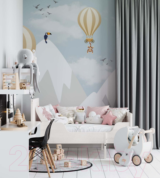 Изображение товара Фотообои листовые ФабрикаФресок Шары в горах и звери / 612270 (200x270)