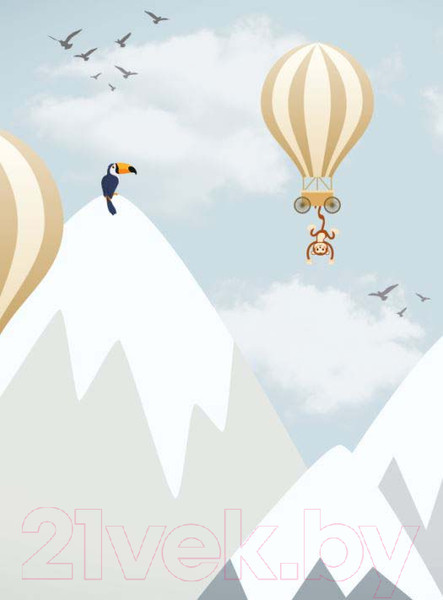 Изображение товара Фотообои листовые ФабрикаФресок Шары в горах и звери / 612270 (200x270)