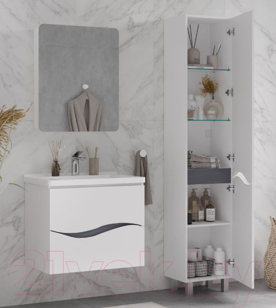 Изображение товара Тумба с умывальником Volna Grey 80.2Y Маринда 80 (подвесная)
