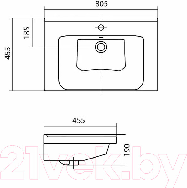 Изображение товара Тумба с умывальником Volna Grey 80.2Y Маринда 80 (подвесная)