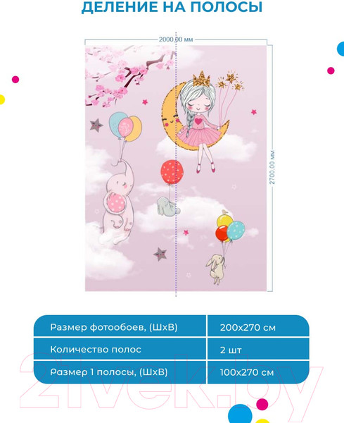 Изображение товара Фотообои листовые ФабрикаФресок Детские Принцессы на облаках / 622270 (200x270)