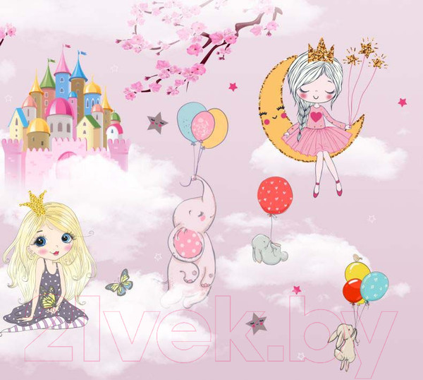 Изображение товара Фотообои листовые ФабрикаФресок Детские Принцессы на облаках / 623270 (300x270)