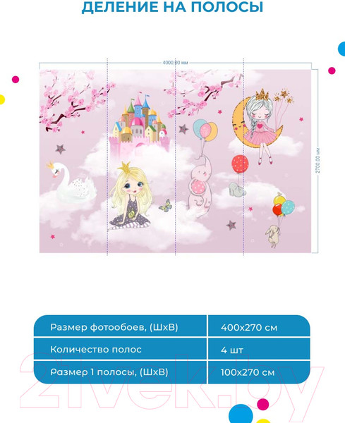 Изображение товара Фотообои листовые ФабрикаФресок Детские Принцессы на облаках / 624270 (400x270)