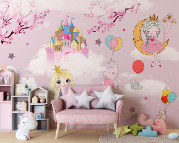 Изображение товара Фотообои листовые ФабрикаФресок Детские Принцессы на облаках / 624270 (400x270)