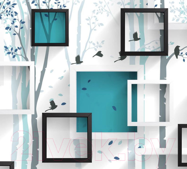 Изображение товара Фотообои листовые ФабрикаФресок Бирюзовые квадраты / 633270 (300x270)