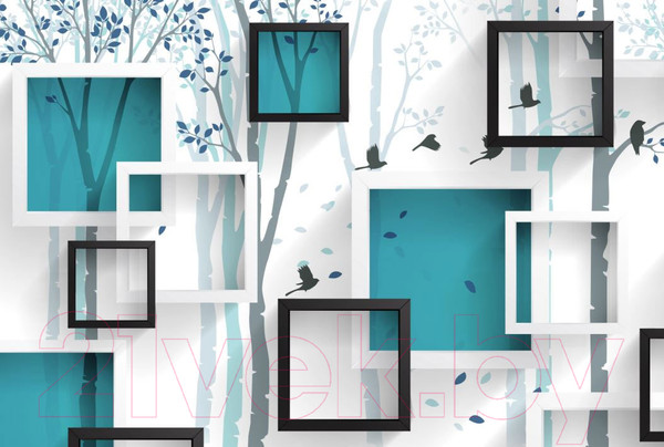 Изображение товара Фотообои листовые ФабрикаФресок Бирюзовые квадраты / 634270 (400x270)