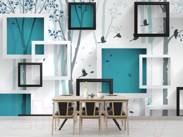 Изображение товара Фотообои листовые ФабрикаФресок Бирюзовые квадраты / 634270 (400x270)