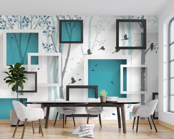 Изображение товара Фотообои листовые ФабрикаФресок Бирюзовые квадраты / 634270 (400x270)