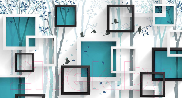 Изображение товара Фотообои листовые ФабрикаФресок Бирюзовые квадраты / 635270 (500x270)