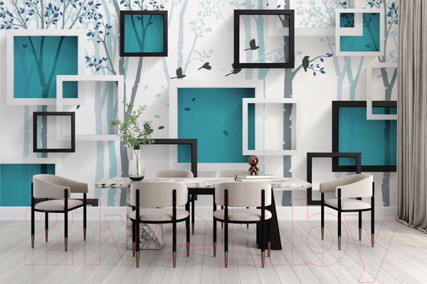 Изображение товара Фотообои листовые ФабрикаФресок Бирюзовые квадраты / 635270 (500x270)