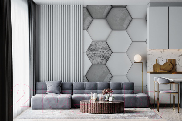 Изображение товара Фотообои листовые ФабрикаФресок Шестиугольники / 642270 (200x270)