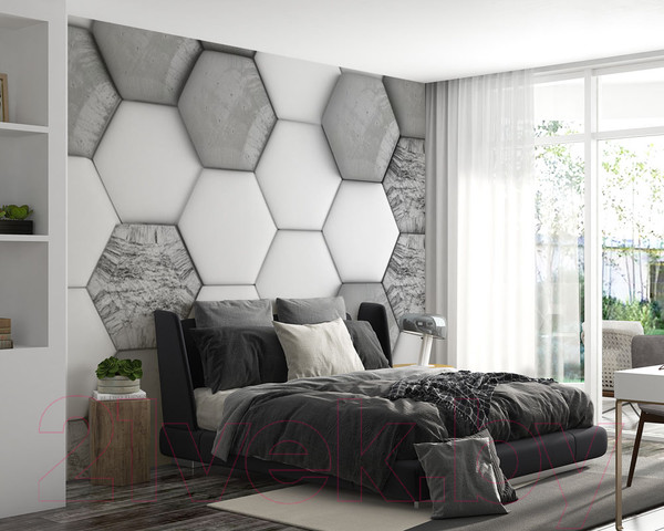 Изображение товара Фотообои листовые ФабрикаФресок Шестиугольники / 643270 (300x270)