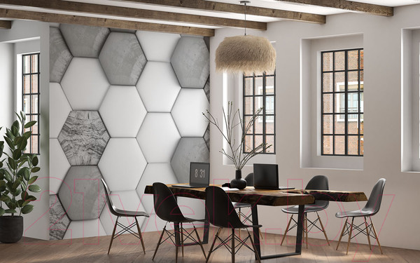 Изображение товара Фотообои листовые ФабрикаФресок Шестиугольники / 643270 (300x270)